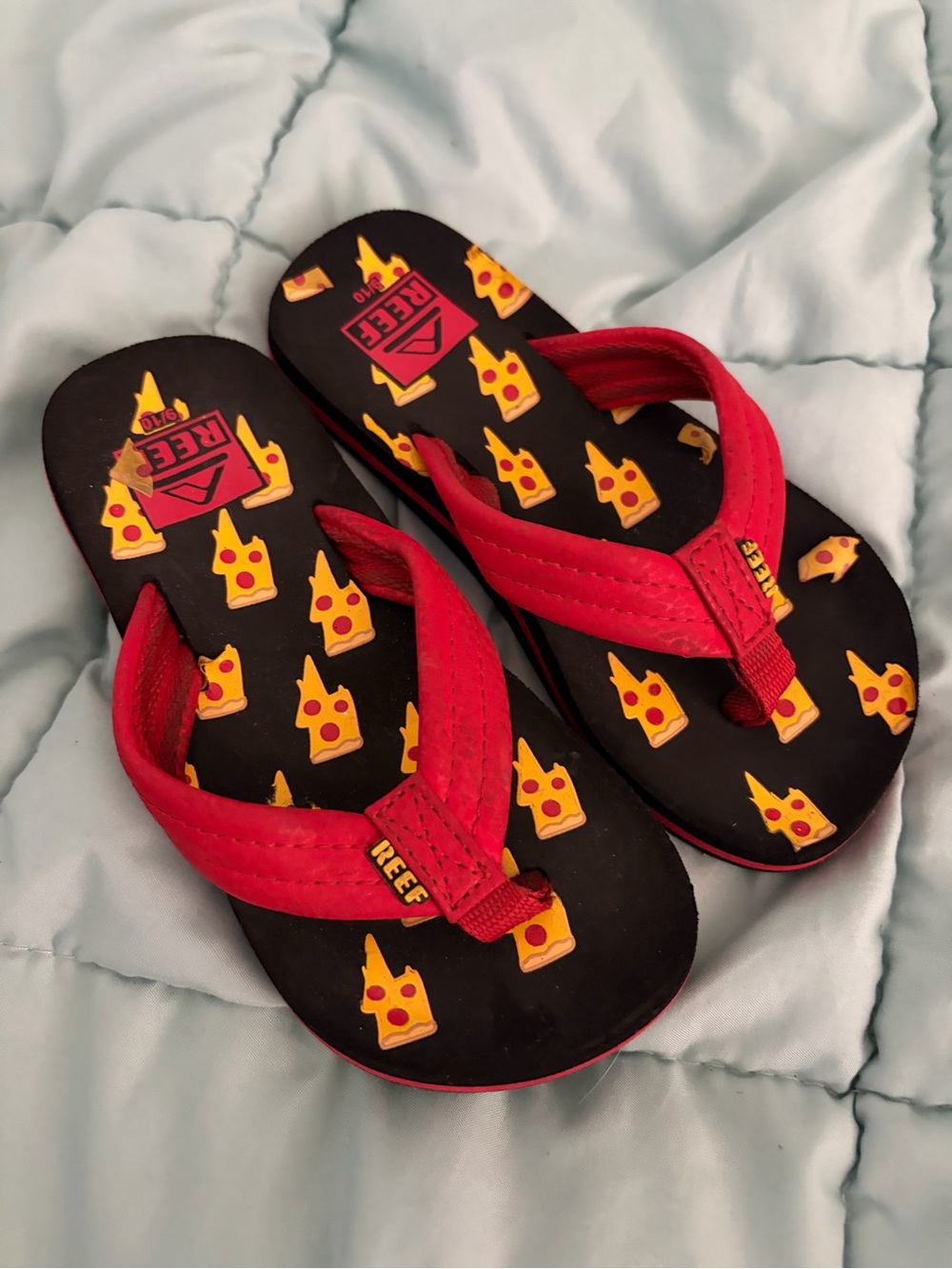 Reef Kids Red Pizza Print Flip Flop Sandals